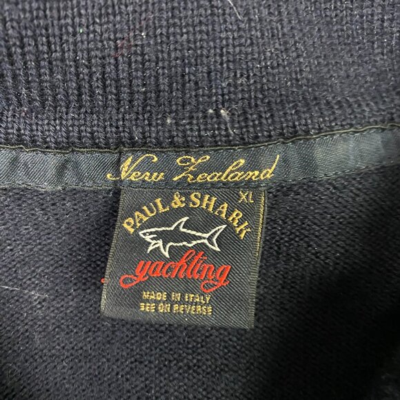 Paul & Shark Yachting Sweater Men's XL Blue Wool Collared 1/2 Button Collar - Picture 5 of 10